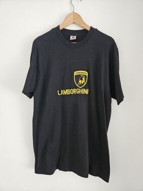Vintage Lamborghini Shirt Mens Large Embroidered Logo Single Stitch 80s 90s